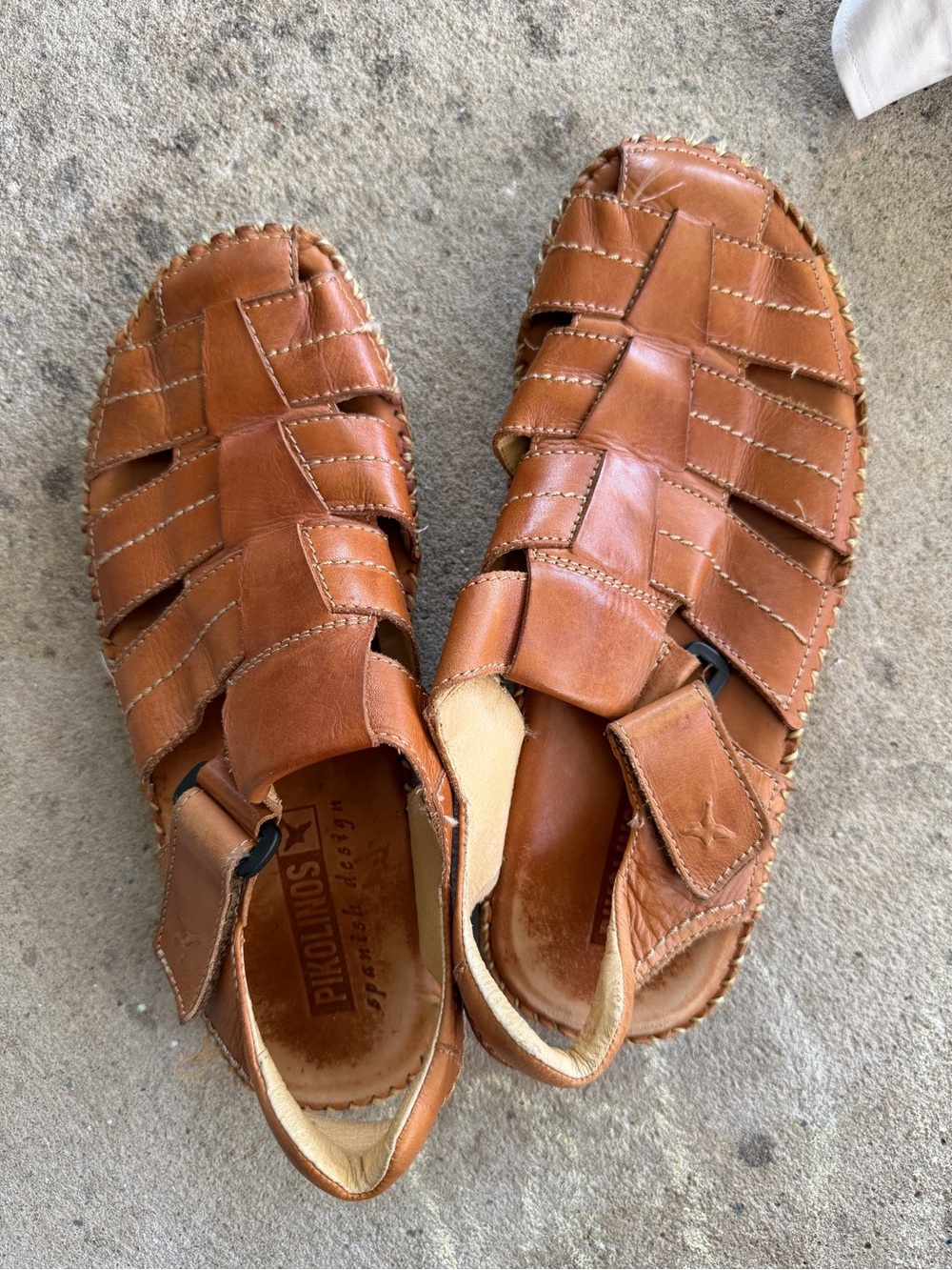 PIKOLINOS Men’s Brown Leather Woven Fisherman Sandals